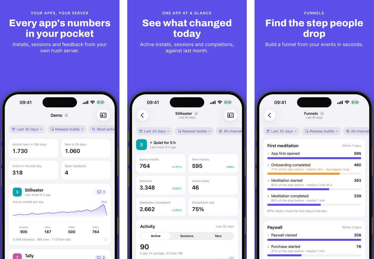 Bold: the app's colour as a solid fill, a big phone
