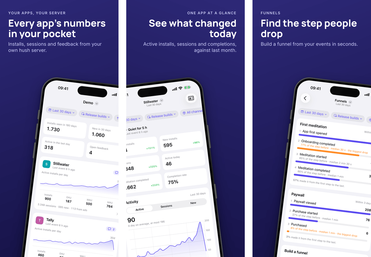 Split: text on one side, a big phone off the other corner